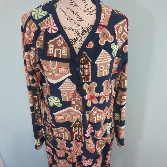 Disney Mickey Mouse Christmas Womens Pajamas 2 pcs PJ large Gingerbread Sleepwea - Picture 3 of 4